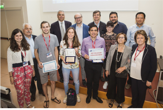 IS18 Award Winners from left to right (first row) Maria Oliver, Sanzio Bassini CINECA, Antoine Houdard, Federica Sciacchitano, Claudio Belvedere, Amalia Schaivo Azimut, Fiorella Sgallari (second row) Stefano Fiorini Mayor Metropolitan Area Bologna, Luca Formaggia SIMAI, Alberto Leardini Director IOR with two members, Xue-Cheng Tai.