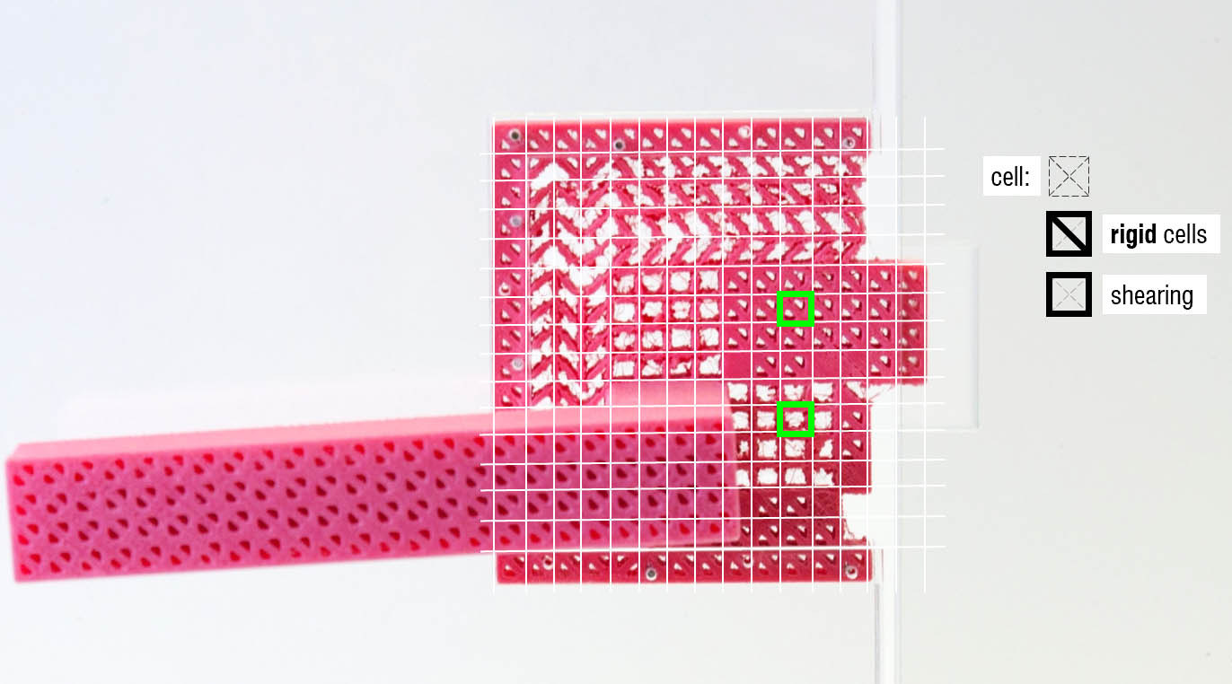 <strong>Figure 2.</strong> A 3D-printed metamaterial door knob that includes both rigid and shearing cells to create the desired type of movement. Figure courtesy of Alexandra Ion.