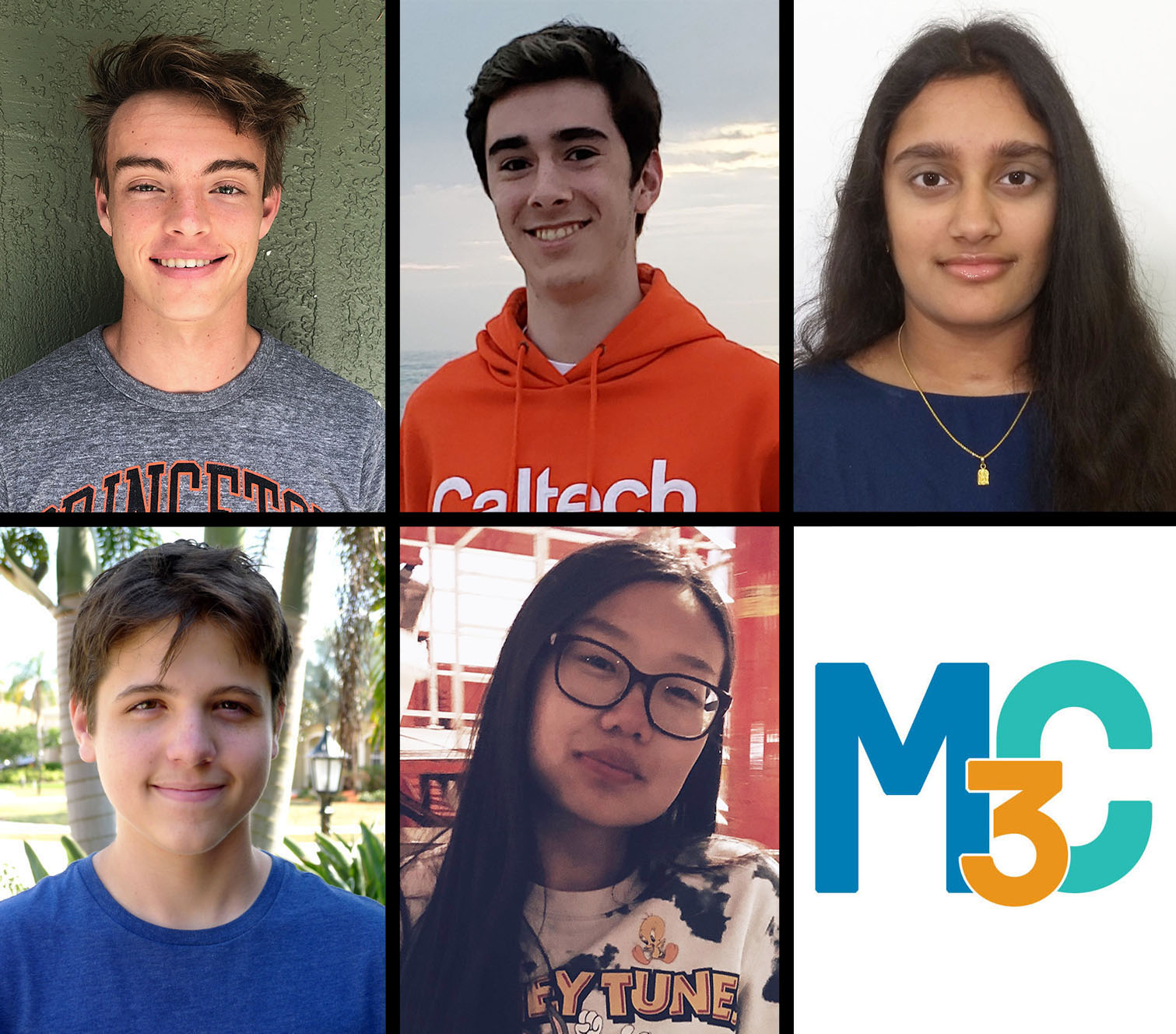 Clockwise from top left: Kristoffer Selberg, Michael Gutierrez, Pragnya Govindu, Christiana Guan, and Nicholas Butakow of Pine View School in Osprey, Fla. The Pine View team nabbed the top prize in this year's MathWorks Math Modeling Challenge and took home $20,000 in scholarship funds.