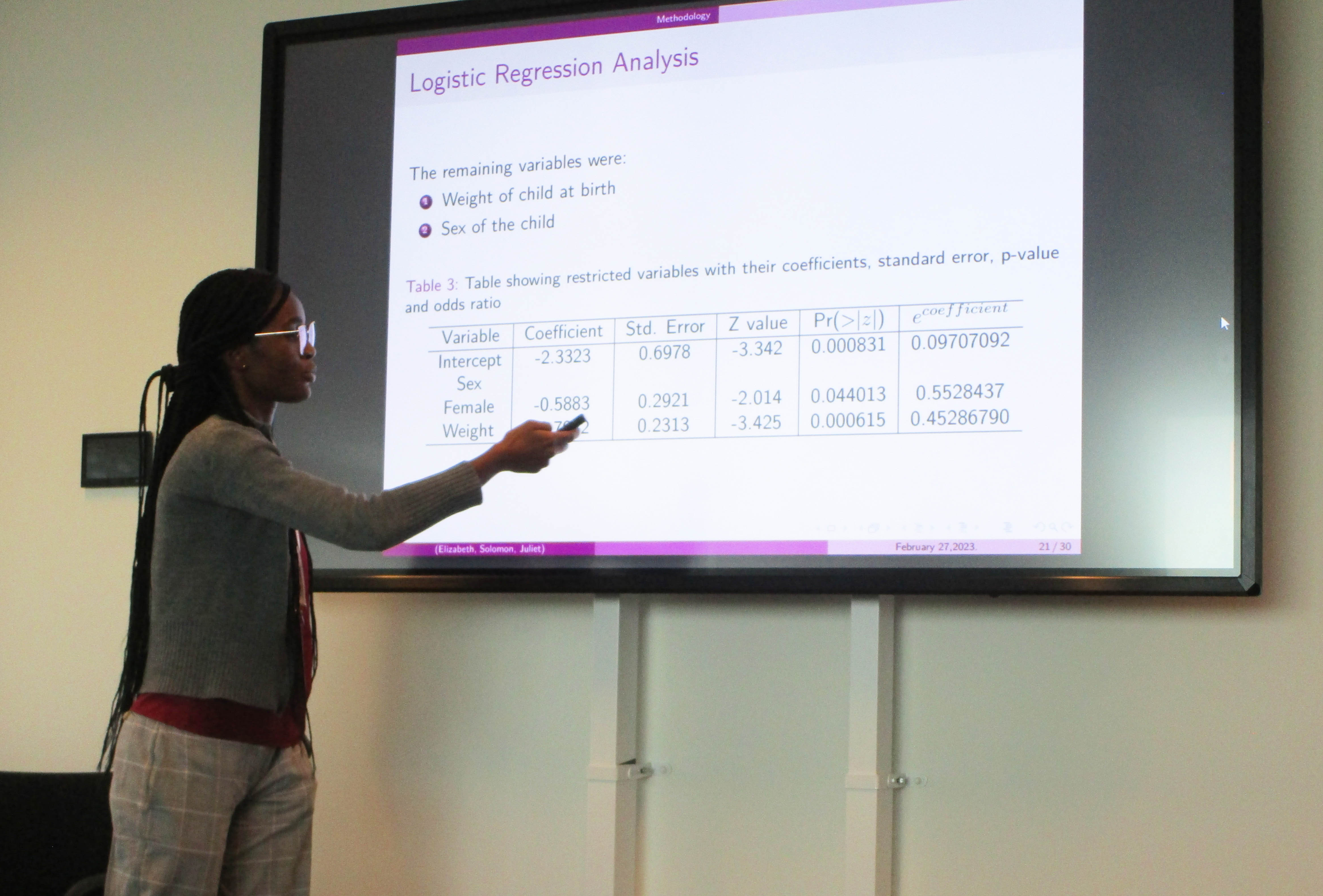 During the 2023 SIAM Conference on Computational Science and Engineering, which is currently taking place in Amsterdam, the Netherlands, Elizabeth Amankwah of Kwame Nkrumah University of Science and Technology discusses neonatal mortality in Ghana's Ashanti Region. SIAM photo.