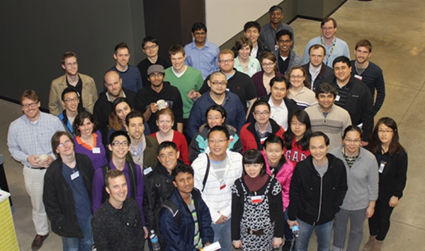 April in Chicago: After a warm welcome from Argonne research staff, members of three visiting SIAM student chapters learned about ongoing research projects in applied math/computational science before touring two high-profile research facilities at the lab. Later in the month, the three chapters ran the first-ever Chicago-area SIAM Student Conference. Photo by Andjelka Herman.
