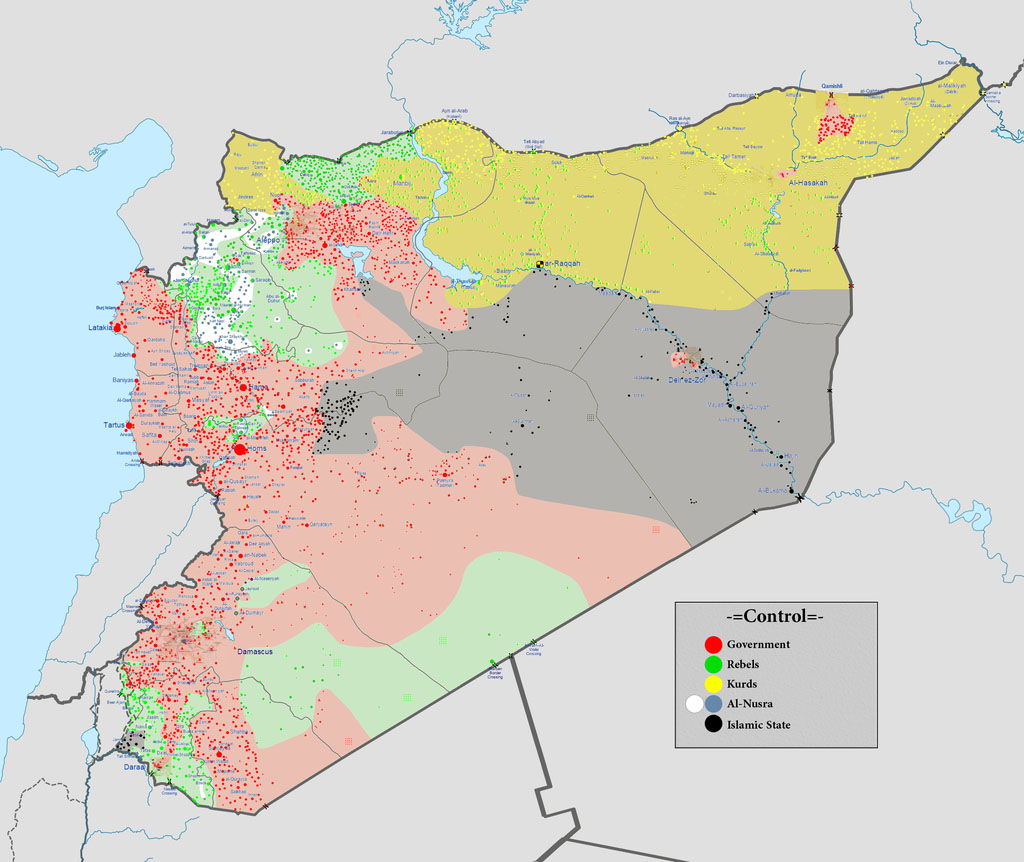 Map of the Syrian Civil War. Photo credit: Wikimedia Commons