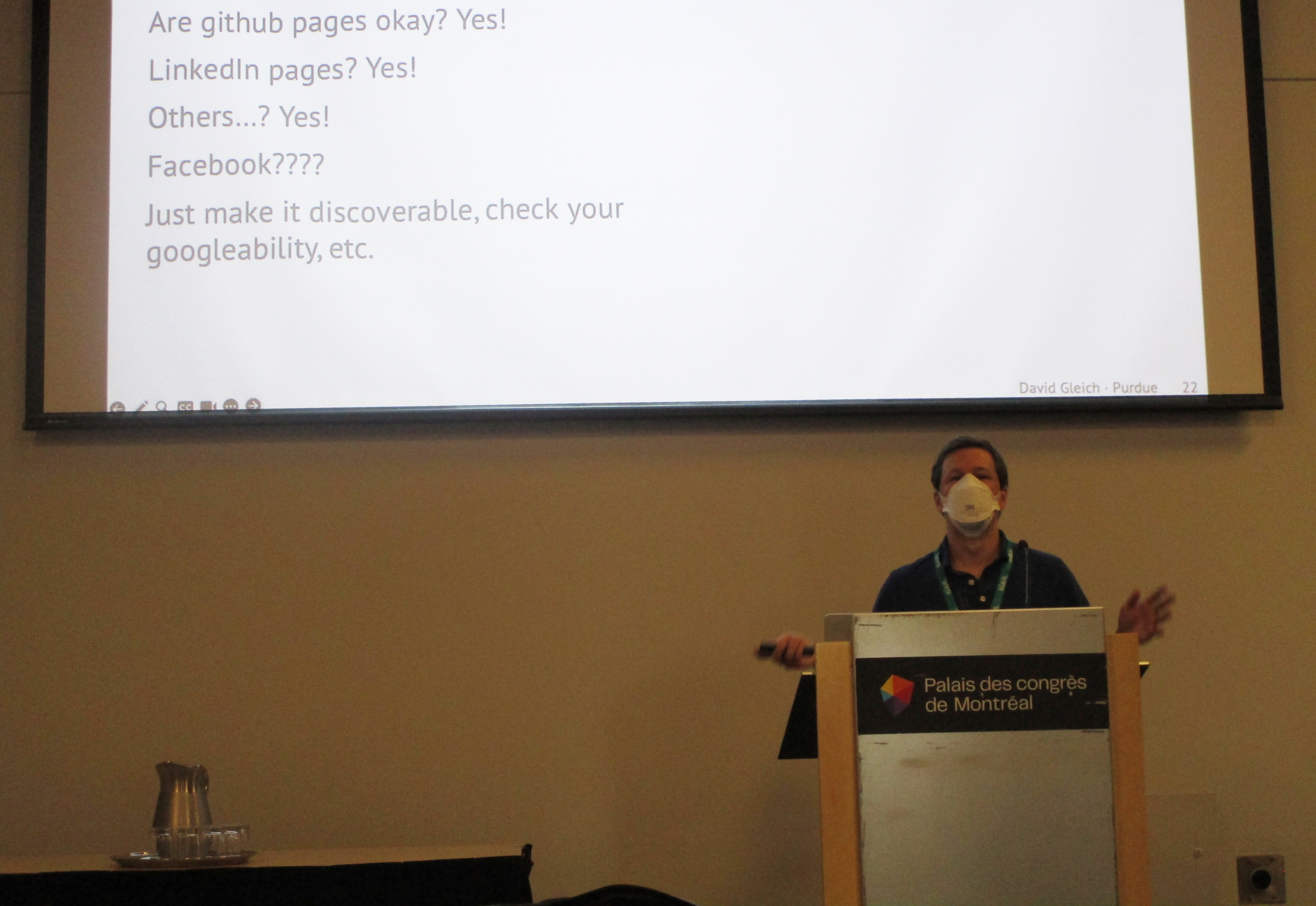 At the Third Joint SIAM/CAIMS Annual Meetings, which are currently taking place in Montréal, Québec, Canada, David Gleich of Purdue University speaks about the benefits of a strong online presence — especially as a junior scientist. SIAM photo.