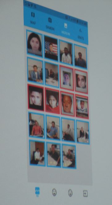 Altansuren Tumurbaatar's disease surveillance tool identifies sick faces (red) and healthy faces (blue) based on a single image.