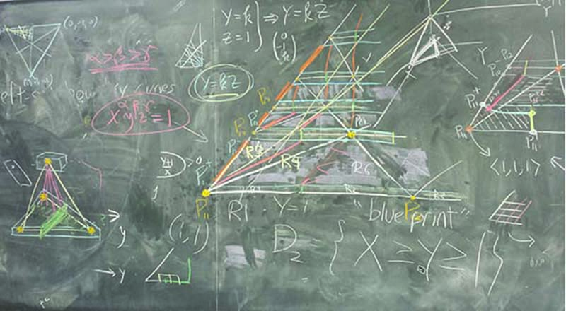 A blueprint for a zero-separating surface, an important construction in Craciun’s proof of the Global Attractor Conjecture. Photo credit: Nida Kazi Obatake.