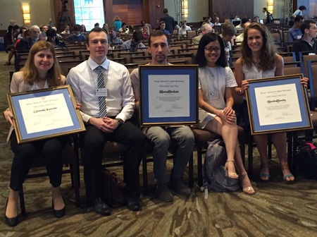 2015 and 2016 SIAM Student Paper Prize Winners, from left to right: Fatma Terzioglu (2016), Andrii Dmythryshyn (2015), Mario Berljafa (2016), Giang Thi Tra (2015), and Natalie Stanley (2016).