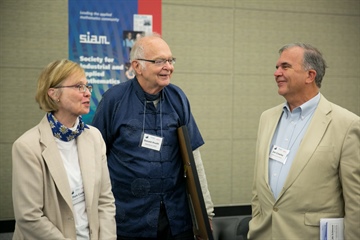 Pam Cook, University of Delaware; Donald Knuth, Stanford CSD; Jim Crowley, SIAM Executive Director