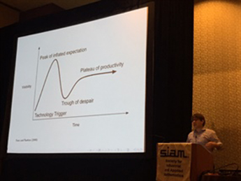 Matthew Salganik talked about social science in the age of big data at the SIAM Annual Meeting. Staff photo.
