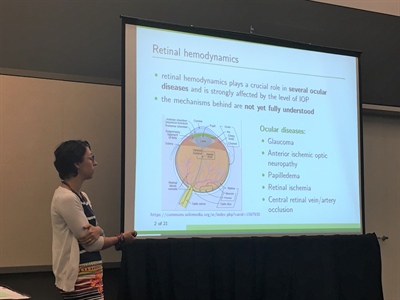 Lucia Carichino of Worcester Polytechnic Institute presented a multiscale mathematical model to help understand retinal hemodynamics.