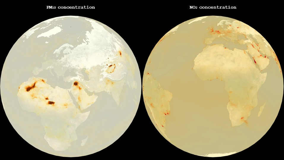 <strong>Figure 1.</strong> At 0.4° resolution, Aurora outperformed the Copernicus Atmospheric Monitoring Service's five-day forecast of particulate matter and pollutants in the atmosphere on 75 percent of all targets, and the three-day forecast on 86 percent of all targets. Figure courtesy of Paris Perdikaris.