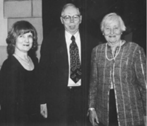 From left to right: Coauthor Margaret Wright, Donald J. Lewis, and Cathleen Morawetz at the “Celebration for Donald J. Lewis” in 1999. Image courtesy of Marty LaVor.