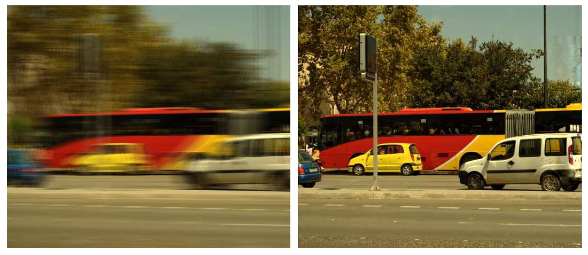 A simulated blurry and noisy image is reconstructed by direct deconvolution. Image credit: Yohann Tendero and Jean-Michel Morel.