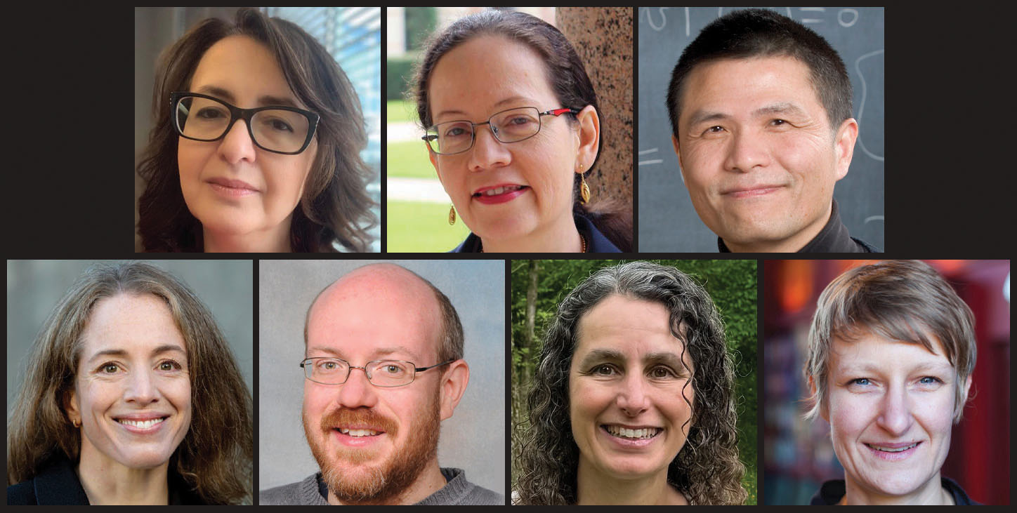 The newly elected members of the SIAM Board of Trustees and SIAM Council. Top row, left to right: Board members Alina Chertock (North Carolina State University), Beatrice Riviere* (Rice University), and Chi-Wang Shu* (Brown University). Bottom row, left to right: Council members Inga Berre* (University of Bergen), Henry Cohn (Microsoft Research), Evelyn Sander* (George Mason University), and Carola-Bibiane Schönlieb* (University of Cambridge). Photos courtesy of the elected individuals.