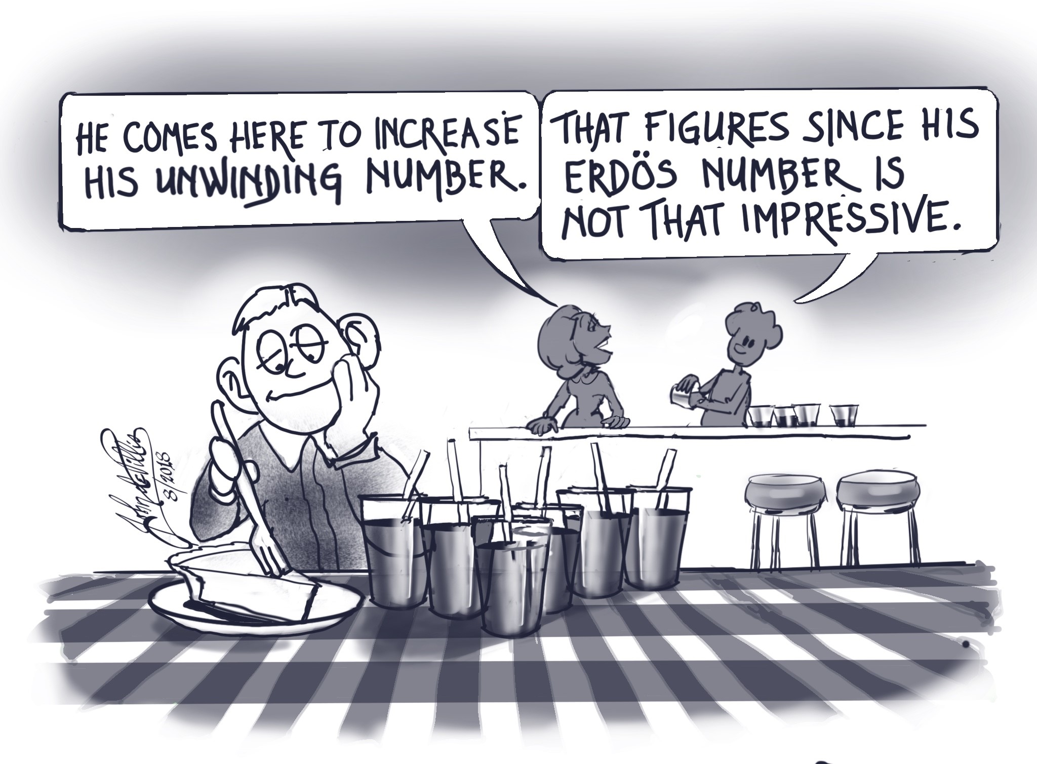 Cartoon created by mathematician John de Pillis.