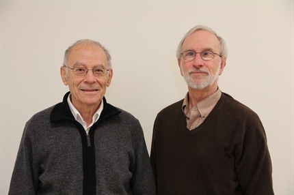 Marking the 10th anniversary of the Mathematical Biosciences Institute, founding director Avner Friedman (left) and current director Marty Golubitsky look to a future of inspired teamwork that will continue to drive advances in both fields.