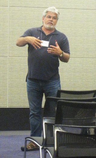 Steven Finkbeiner discussed his innovative data collection techniques at a minisymposium at the SIAM Annual meeting. Staff photo.