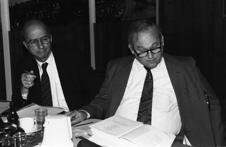 As the host society for ICIAM 1991, held in Washington, DC, SIAM faced countless organizational challenges. Ed Block and Bob O’Malley made headway on some of them during a working session at the 1990 SIAM Annual Meeting.