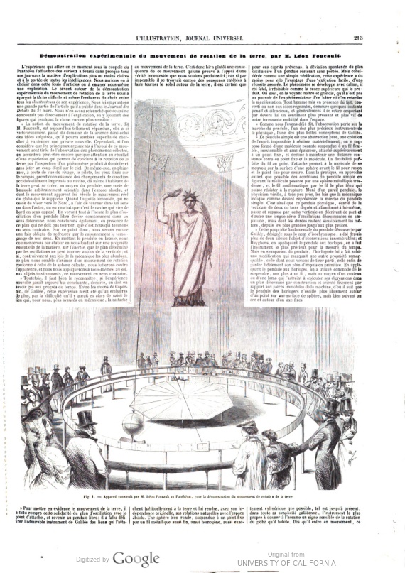 Appareil construit par M. Leon Foucault au Panthéon. Figure from [1]. 