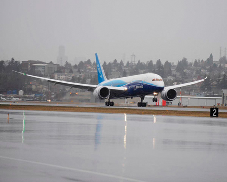 The Boeing Dreamliner. The mathematics underlying the design—completely by computer—of the first commercial airplane made mainly of composite materials is the subject of one of 18 case studies featured in SIAM’s recently-updated Mathematics in Industry report. See "SIAM Report Reflects a New Era in Industrial Math" in this issue for more information.