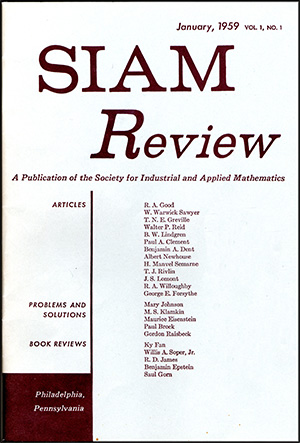 <em>Volume 1, Issue 1 of SIAM Review was published in January of 1959.</em>
