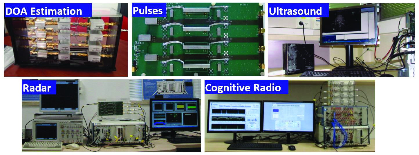 <strong>Figure 1.</strong> Sub-Nyquist prototypes for different applications developed in the Signal Acquisition Modeling and Processing Lab at Technion – Israel Institute of Technology. Image courtesy of Yonina Eldar Lab.