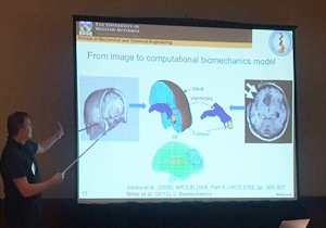 Wittek presents his work - from image to computational mechanics model. Staff photo.